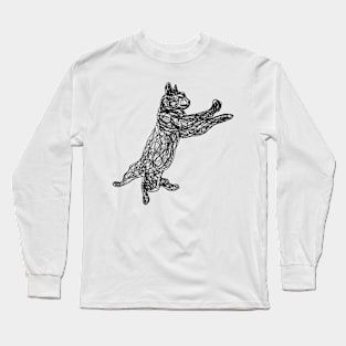 Dancing black doodle cat Long Sleeve T-Shirt